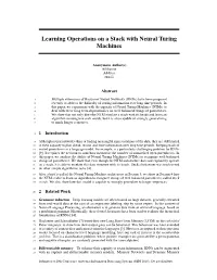 Learning Operations on a Stack with Neural Turing Machines
