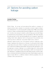 Options for Avoiding Carbon Leakage