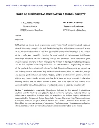 Role of Subhashitas in Creating a Model Society
