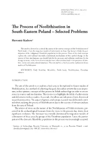The Process of Neolithisation in South-Eastern Poland – Selected Problems