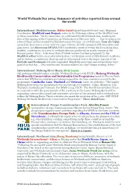 World Wetlands Day 2004: Summary of Activities Reported from Around the World