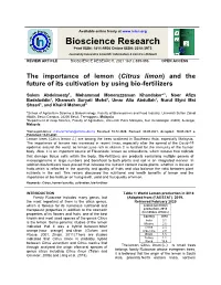 Citrus Limon) and the Future of Its Cultivation by Using Bio-Fertilizers
