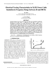 Electrical Treeing Characteristics in XLPE Power Cable Insulation in Frequency Range Between 20 and 500 Hz