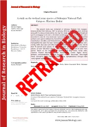 Journal of Rese Arch in B Iolog Y