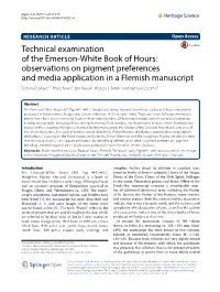 Technical Examination of the Emerson-White Book of Hours