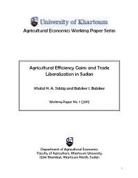 Towards Promotion of Agricultural Efficiency in Sudan