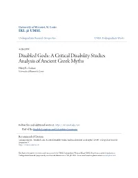 A Critical Disability Studies Analysis of Ancient Greek Myths Haley R