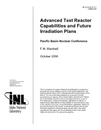 Advanced Test Reactor Capabilities and Future Irradiation Plans