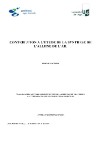Contribution a L'etude De La Synthese De L'alliine De L'ail