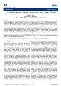 Feasibility Study of Domestic Wastewater Using Hybrid Process Prof