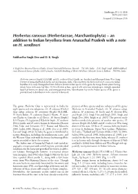 Herbertus Ramosus (Herbertaceae, Marchantiophyta) – an Addition to Indian Bryoflora from Arunachal Pradesh with a Note on H