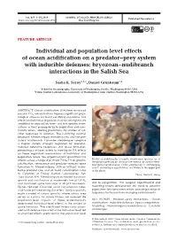 Individual and Population Level Effects of Ocean Acidification on a Predator−Prey System with Inducible Defenses: Bryozoan−Nudibranch Interactions in the Salish Sea