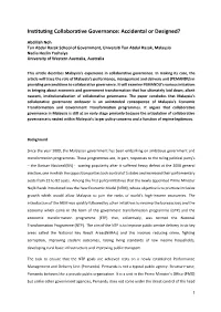 Instituting Collaborative Governance: Accidental Or Designed?