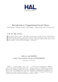 Introduction to Computational Social Choice Felix Brandt, Vincent Conitzer, Ulle Endriss, Jérôme Lang, Ariel D