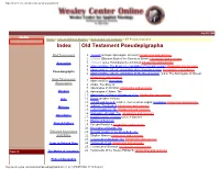 OT Pseudepigrapha Index Old Testament Pseudepigrapha