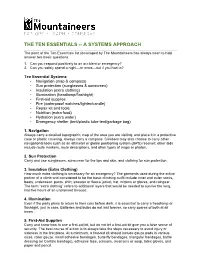 The Ten Essentials -- a Systems Approach