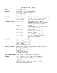 CURRICULUM VITAE Name: Matthew A. Wood Address
