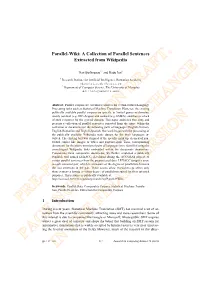 Parallel-Wiki: a Collection of Parallel Sentences Extracted from Wikipedia