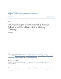 A Critical Analysis of the Relationship Between Salvation and Social Justice in the Minjung Theology Ilmok Kim Andrews University