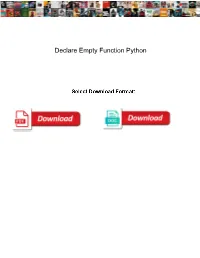Declare Empty Function Python