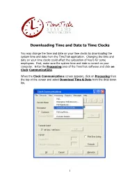Downloading Time and Date to Time Clocks