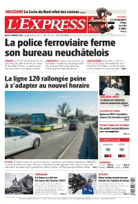 NEUCHÂTEL La Compagnie Linga Se Met À Table PAGE 11 SP-GERT WEIGELT JEUDI 7 JANVIER 2016 | | N0 4 | CHF 2.70 | J.A