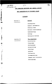 The Limestone Resources and General Geology and Geomorphology of Flinders Island Contents