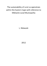 The Sustainability of Rural Co-Operatives Within the Eastern Cape with Reference to Mbhashe Local Municipality