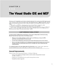 The Visual Studio IDE and MEF