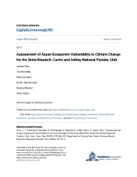 Assessment of Aspen Ecosystem Vulnerability to Climate Change for the Uinta-Wasatch- Cache and Ashley National Forests, Utah