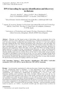 DNA Barcoding for Species Identification and Discovery in Diatoms