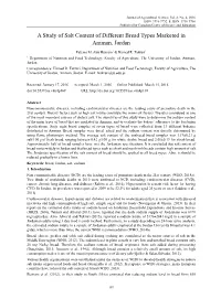 A Study of Salt Content of Different Bread Types Marketed in Amman, Jordan