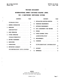 Feature Document International Direct Distance Dialing (Iddd) No. 3 Electronic Switching System