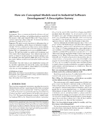 How Are Conceptual Models Used in Industrial Software Development? a Descriptive Survey