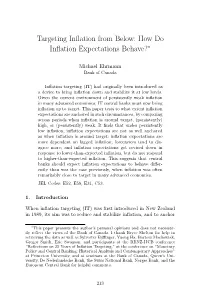 Targeting Inflation from Below: How Do Inflation Expectations Behave?
