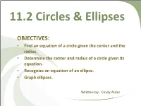 11.2 Circles and Ellipses Conic Sections.Pdf
