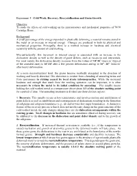 Cold Work, Recovery, Recrystallization and Grain Growth