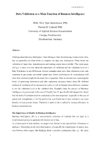 Data Validation As a Main Function of Business Intelligence
