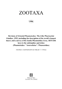 Zootaxa, Revision of Oriental Phasmatodea