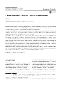 Chronic Prostatitis: a Possible Cause of Hematospermia