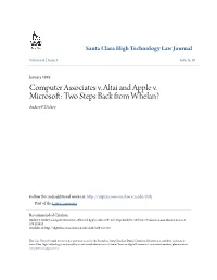 Computer Associates V. Altai and Apple V. Microsoft: Two Steps Back from Whelan? Audrey F