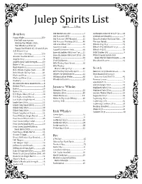 Julep Spirits List Spirit