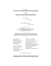 Microsoft Corporation As Amicus Curiae in Support of Petitioner ————