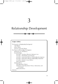 Relationship Development ❖ ❖ ❖