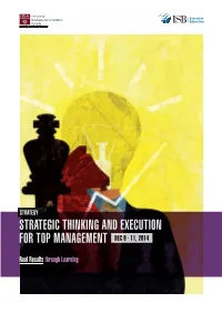 Strategic Thinking and Execution for Top Management Dec 9 - 11, 2014
