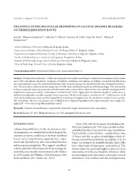 The Effect of the Molecular Properties of Calcium Channel Blockers on Their Elimination Route