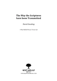 The Way the Scriptures Have Been Transmitted