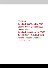 Toshiba QOSMIO X505-Q865 User Guide Manual Operating Instructions
