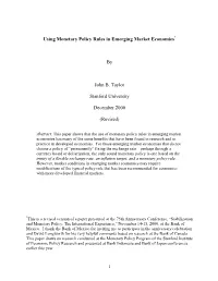 Using Monetary Policy Rules in Emerging Market Economies*