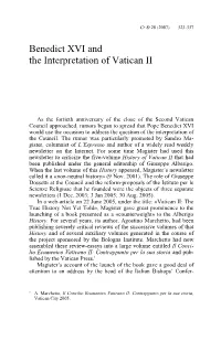 Benedict XVI and the Interpretation of Vatican II